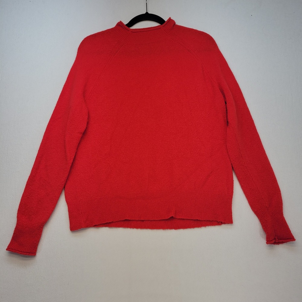 J.Crew Sweater Womens Small Red Funnel Neck‎ Merino Alpaca Blend Raglan Knit